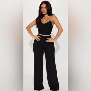 Telling On You Textured Pant Set - Black